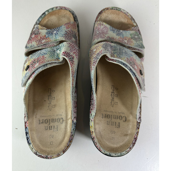 Finn Comfort German Two Strap Sandals Mult-Colored Cork Slides Women's 40 US 8.5 - Picture 2 of 14